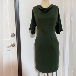 Jessica Howard Petite Black Sheath Dress Cowl Neckline Womens Size 6 Pockets